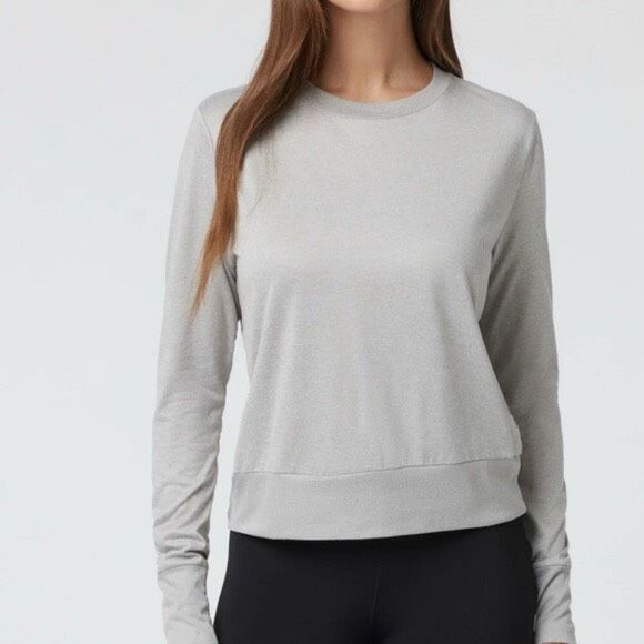 Vuori Long Sleeve Halo Crew Dream Knit Pale Grey Heather Size Large Long Sleeve - Picture 2 of 10